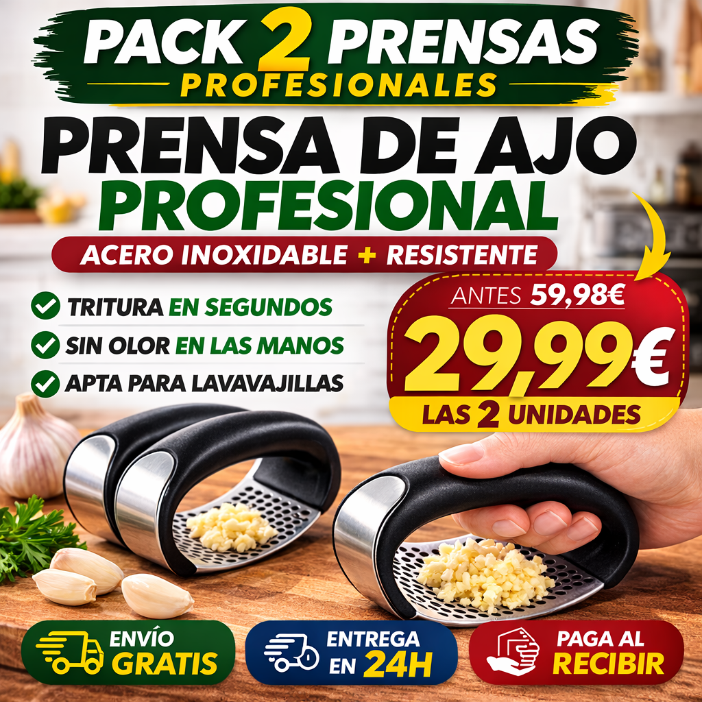 Pack 2 Prensas de Ajo ProChef® — Acero Inoxidable Profesional
