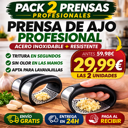 Pack 2 Prensas de Ajo ProChef® — Acero Inoxidable Profesional