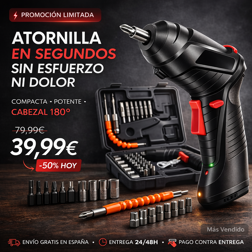 PowerFix Pro™ – Destornillador Inalámbrico 47 en 1 con Cabezal 180° + Maletín Profesional