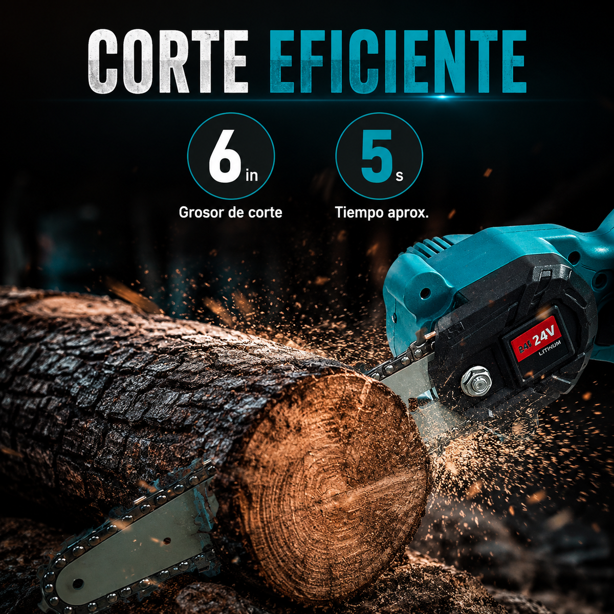 PowerCut 24V™ - Motosierra Eléctrica + Maletín + 2 Baterías GRATIS
