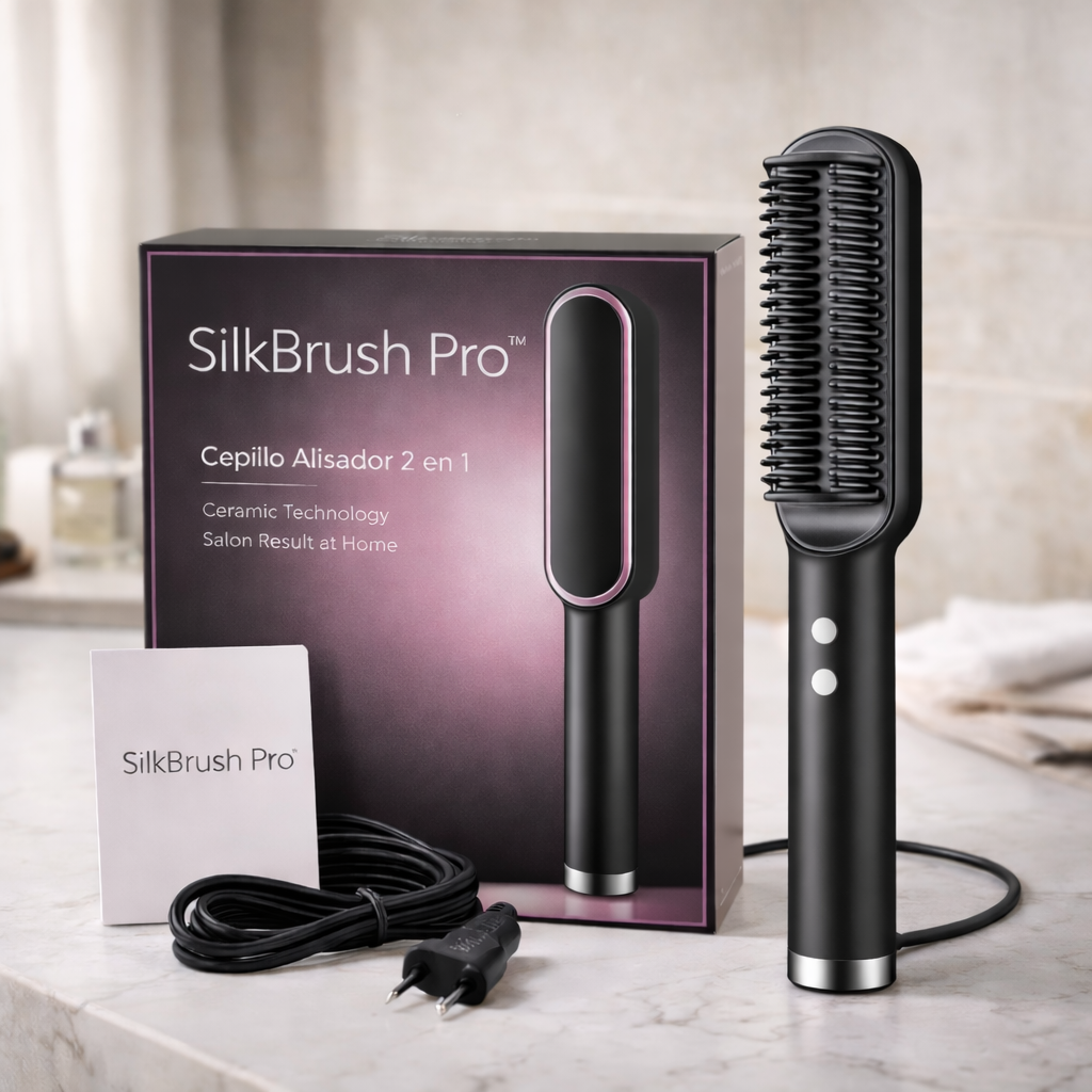 SilkBrush Pro™ | Cepillo Alisador Profesional 2 en 1 + Mascarilla Capilar de Colágeno de REGALO + Envío Gratis