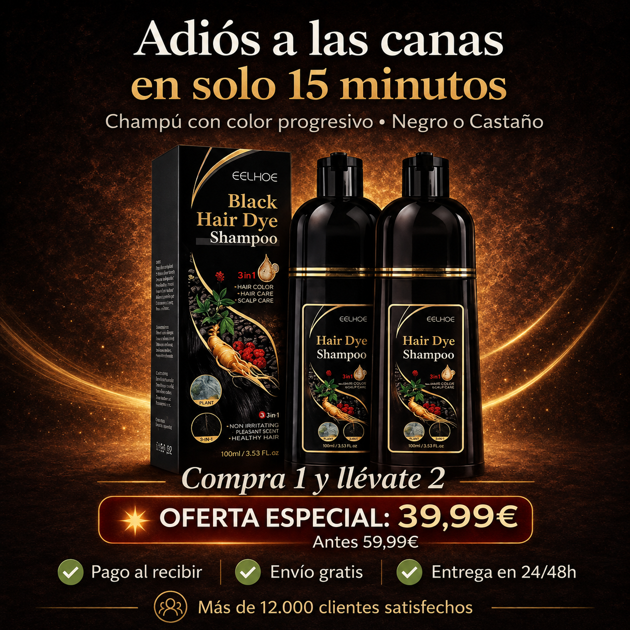 [¡COMPRA 1 Y LLÉVATE 2!] CHAMPÚ PARA CANAS + ENVÍO GRÁTIS - PAGA AL RECIBIR