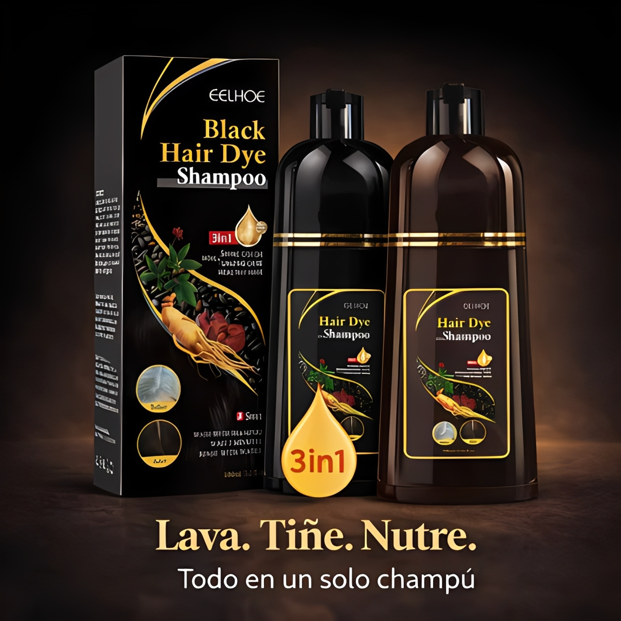 HairDye™ - Champú Anticanas Profesional 3 en 1 (Compra 1 y llévate 2)
